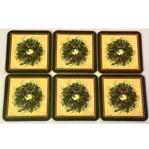Vintage Pimpernel Holiday Coasters Set of 6 - Cork Back - Good Condition